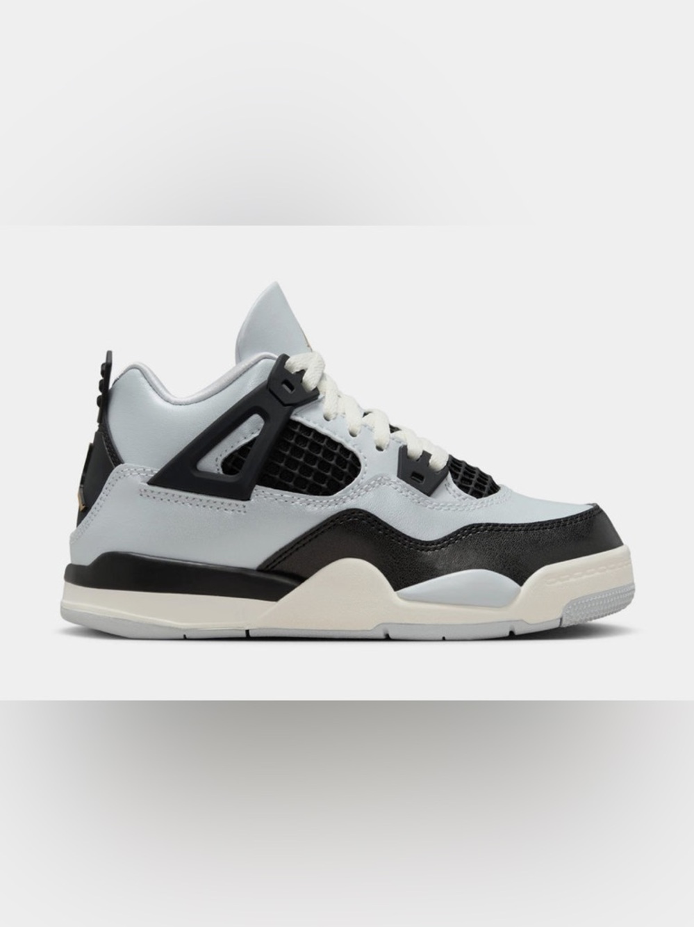 Air Jordan 4 Retro “Platinum Gold” Kids Size 2.5Y White Black Sneakers